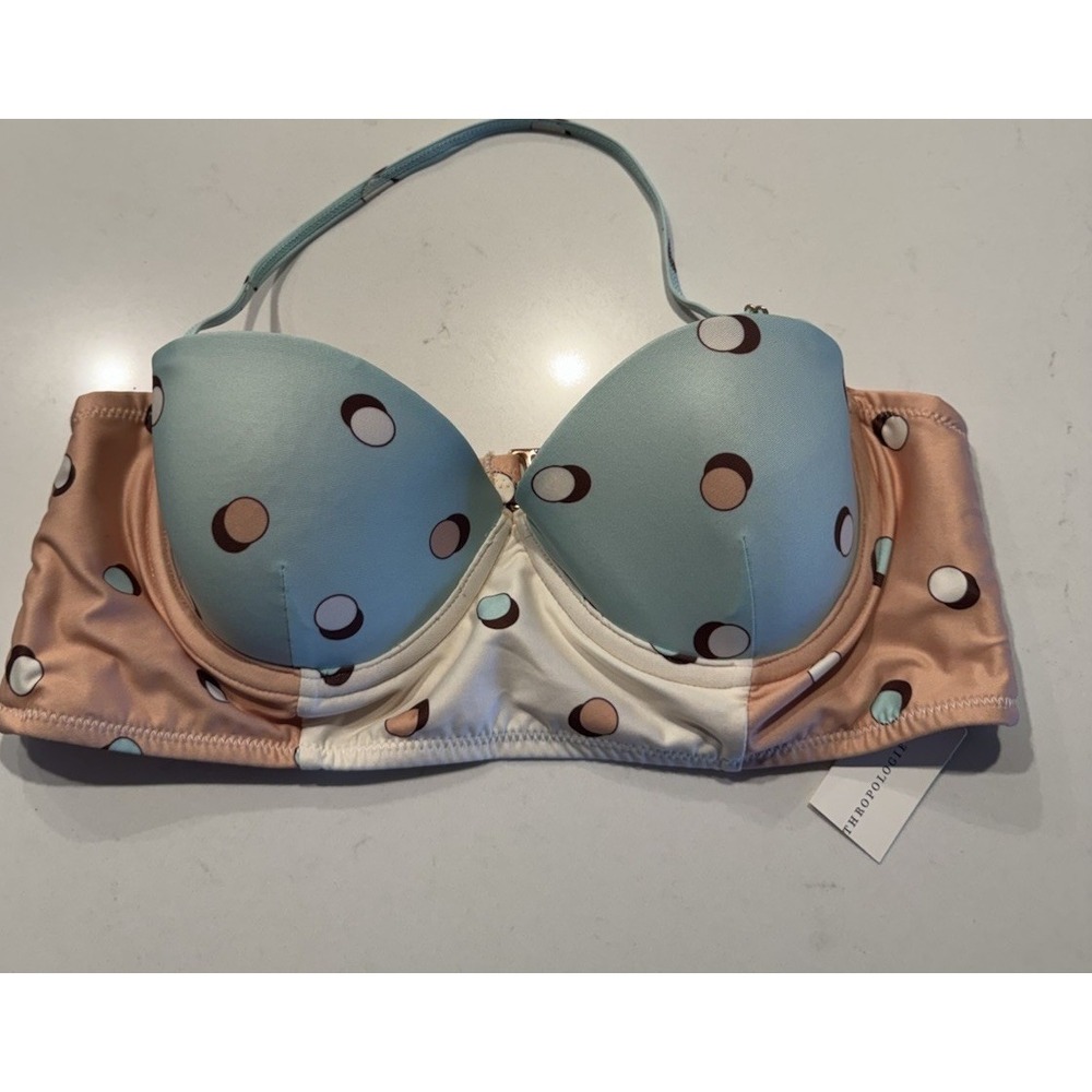 Allihop Anthropologie Tia Underwire Bikini Top Polka Dot Halter Medium READ